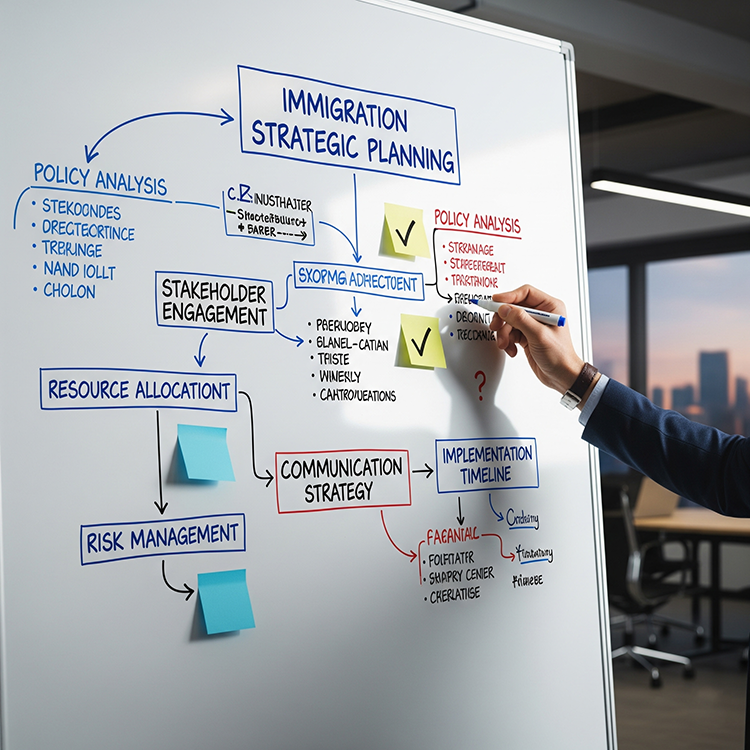 A desk with charts and plans, representing strategic case building